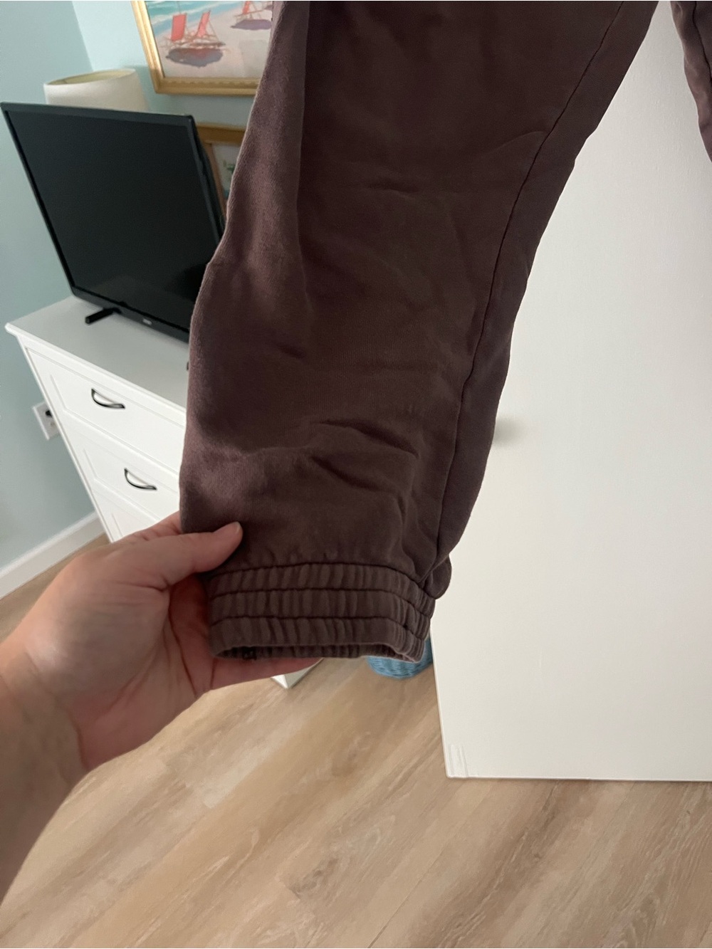 aerie Chocolate Brown Drawstring Jogger Pants - Picture 3 of 4